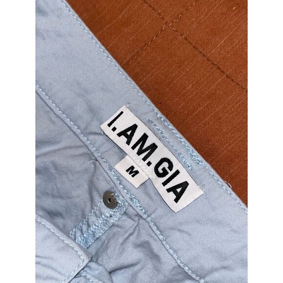 I AM GIA Light Blue Mid-Rise Cotton Pockets Utility Cargo Pants Women's Size M - Picture 4 of 9